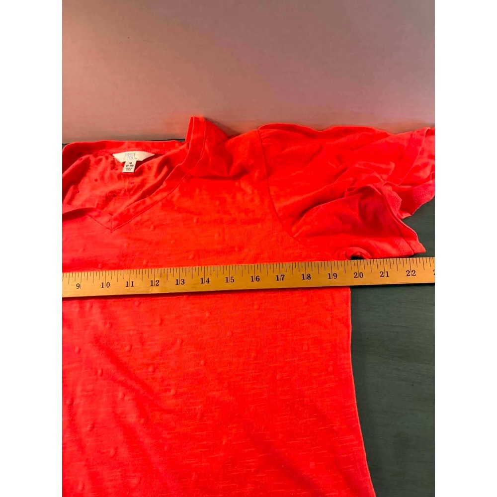 Time and Tru Womens M Orange Flutter Sleeve V Neck Top Boho Feminine NWT - Picture 8 of 9